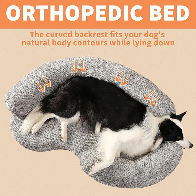 Orthopedic Memory Foam Dog Bed for Medium Sized Dog - Washable & Waterproof & Removable Warm Couch - Round Calming Bed for Anxiety Relief (43 x 29 x 8 Inch)