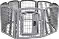 Amazon Basics 8-Panel Octagonal Plastic Dog Playpen, Indoor/Outdoor Pet Fence with Gate, Exercise Pen for Puppies and Small Animals, 28 inches, Grey