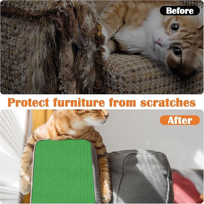 Cat Scratch Furniture Protector - 78.7" x 15.8" Trimmable Self-Adhesive Cats Claws Scratch Pads, DIY Cat Climbing Couch Protector for Scratch Post Cat Tree Replacement Indoor (Green)
