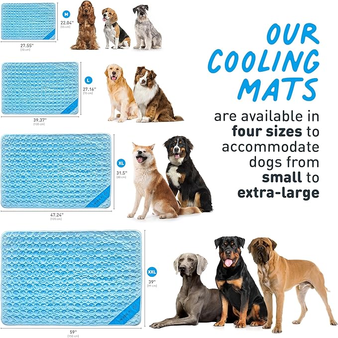 INSPECTOR TAIL Self Cooling Mat for Dog + Free String Bag/Washable & Portable Pet Soft Pad for Indoor or Outdoor/Perfect as Blanket for Kennel Sofa Bed Floor Car/Blue
