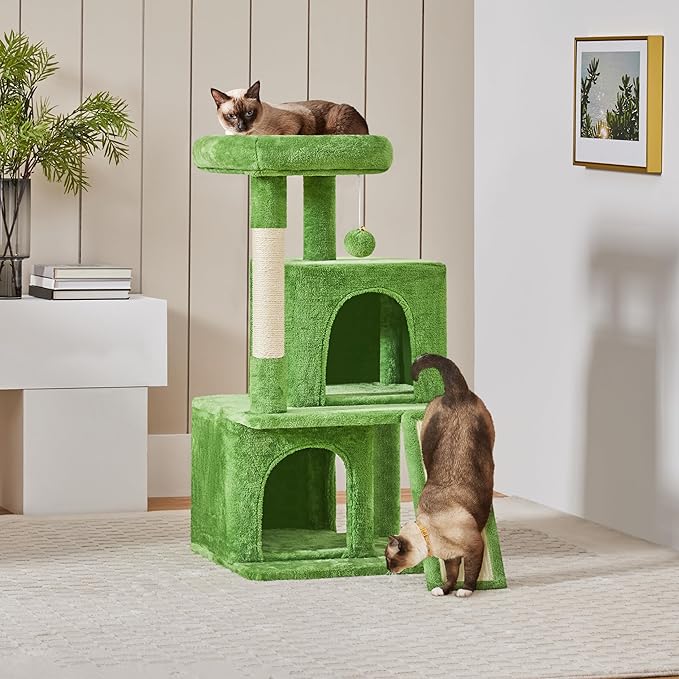 Yaheetech 36in Cat Tree for Indoor Cats, Cat Tower Cat Condo w/Extra Large Perch, Sisal Scratching Posts, Scratching Board, Green