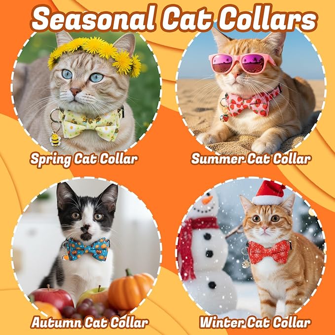 18 Pcs Holiday Cat Collars St. Patrick's Day Cat Collars with Bowtie Adjustable Breakaway Kitten Collar with Plastic Buckle for Holiday Pet Cat Costume