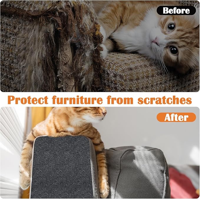 Cat Scratch Furniture Protector - 78.7" x 17" Trimmable Self-Adhesive Cats Claws Scratch Pads, DIY Cat Climbing Couch Protector for Scratch Post Cat Tree Replacement Indoor (Dark Gray)