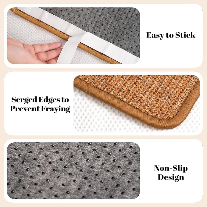 CHEERPALS Sisal Cat Scratcher Mat for Indoor Cats, 23.6 X 15.7 Inch Natural Sisal Fabric Scratching Pad Horizontal Scratch Rug with Sticky Tapes, Protect Couch, Wall and Carpets (Brown)