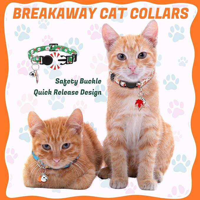 18 Pcs Holiday Cat Collars St. Patrick's Day Cat Collars with Bell Adjustable Breakaway Kitten Collar with Plastic Buckle for Holiday Pet Cat Costume,Multicolor
