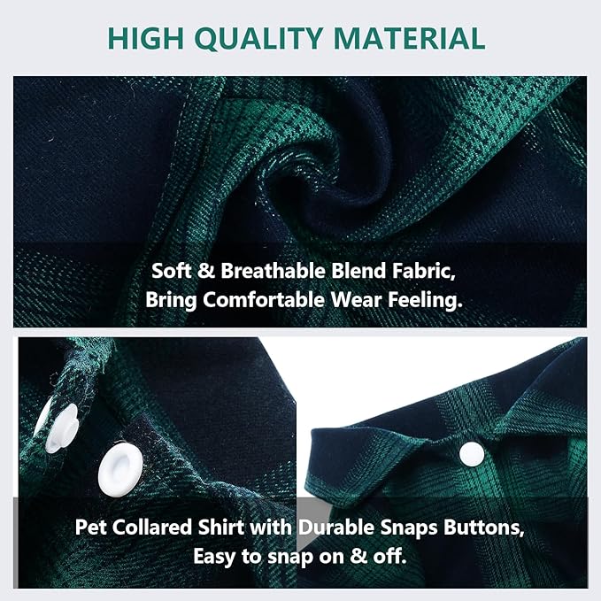 Koneseve Dog Shirt, Pet Plaid Clothes Shirt T-Shirt, Sweater Bottoming Shirt for Small Dog Cat Puppy Grid Adorable Wearing Stylish Cozy Halloween,Christmas Costumes (Green;S/Small)