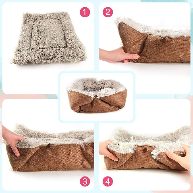 Cat Bed Self Warming, Foldable Self Heated Cat Mat Heating Pad 24 x 20 inch Extra Warm Thermal Pet Pad for Indoor Outdoor Cats, Non-Slip Bottom Washable Non Electric, Grey