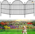 10 Panels No Dig Decorative Outdoor Garden Fence, 24in (H) x20ft (L) Animal Barrier Fencing for Dog, Arched Flower Bed Edging, Rustproof Metal Wire Panel Border with Temporary Ground Stakes