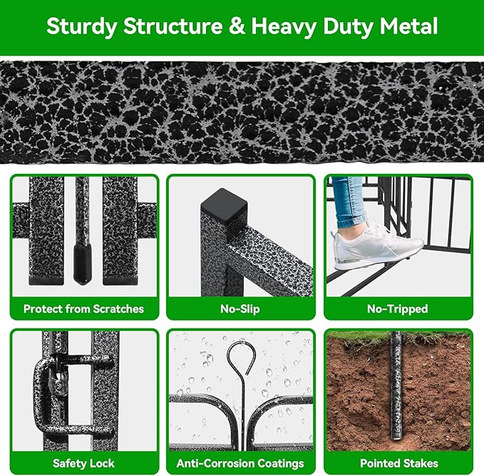 Heavy Duty Dog Playpen: 32 Steel Panels 47" Height, Square Steel Pipe with Reinforced Crossbars, 71FT 406 Sq.ft Portable Fence for Yard RV Camping, Snowy Black