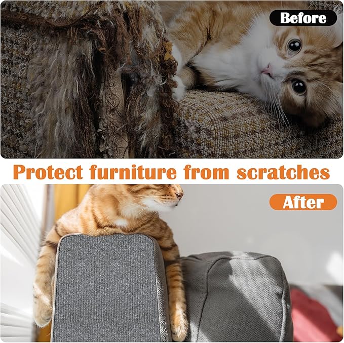 Cat Scratch Furniture Protector - 118" x 17" Trimmable Self-Adhesive Cats Claws Scratch Pads, DIY Cat Climbing Couch Protector for Scratch Post Cat Tree Replacement Indoor (Light Gray)