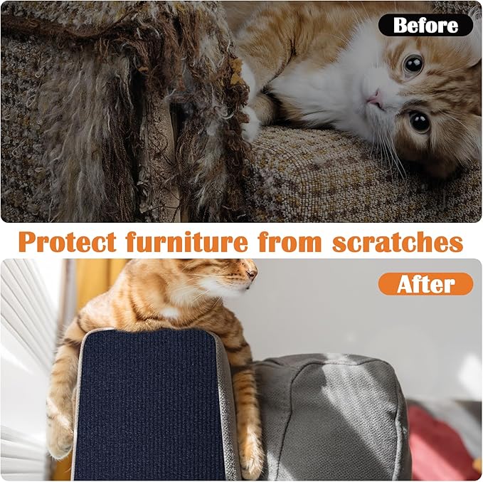 Cat Scratch Furniture Protector - 158" x 17" Trimmable Self-Adhesive Cats Claws Scratch Pads, DIY Cat Climbing Couch Protector for Scratch Post Cat Tree Replacement Indoor (Dark Blue)