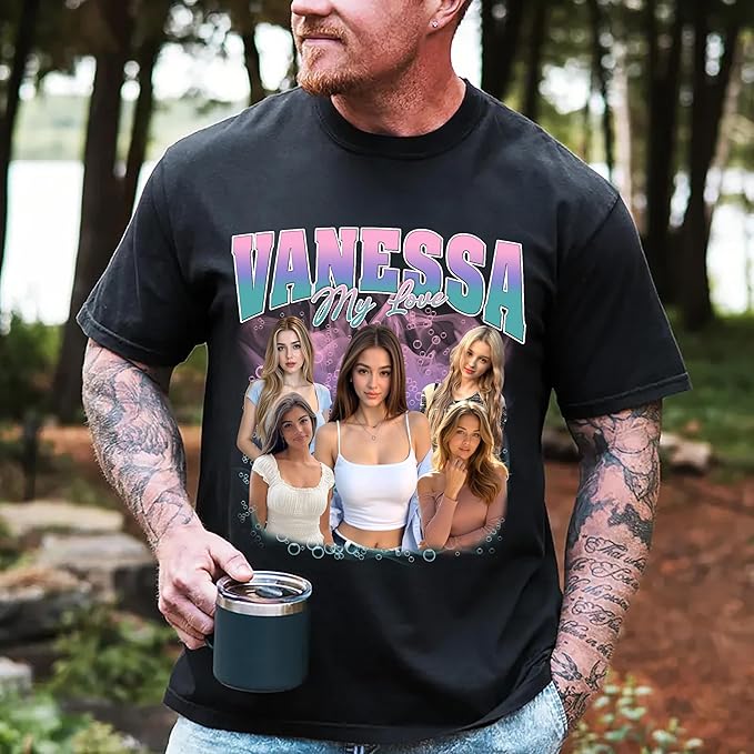 Tehg & Tuhg Custom T Shirts with Picture, Vintage Bootleg Rap Tee, Boyfriend Girlfriend, Unique Gift for Birthday Anniversary