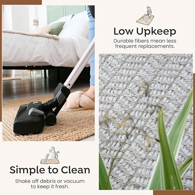 Premium Brazilian Cat Scratcher Mat – 24'' x 16'' Natural Fiber 100% Sisal with Jute Border, Ultra Durable, Scratching Pad, Doormat Rug, Protects Furniture and Carpets (Light Grey)