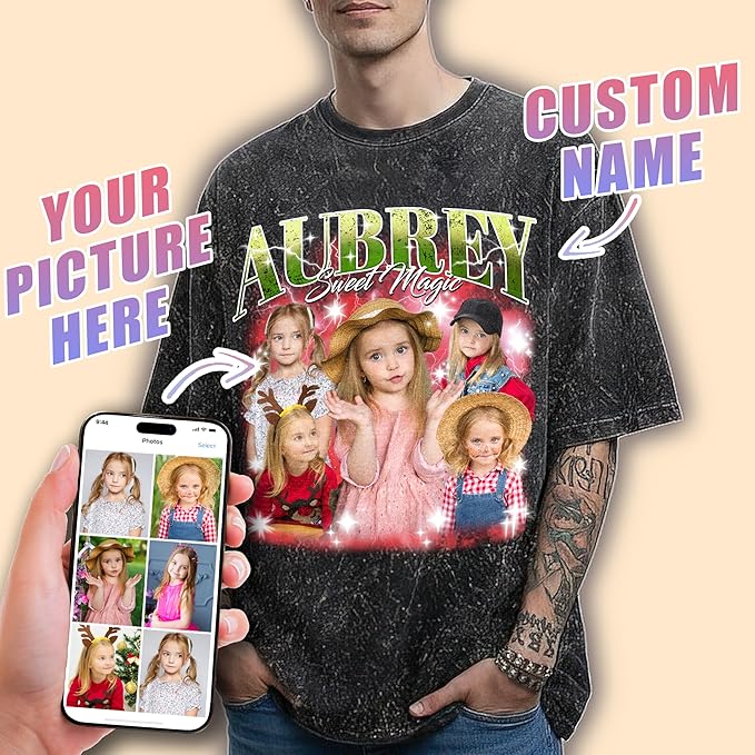 Tehg & Tuhg Custom T Shirts with Picture, Vintage Bootleg Rap Tee, Boyfriend Girlfriend, Unique Gift for Birthday Anniversary