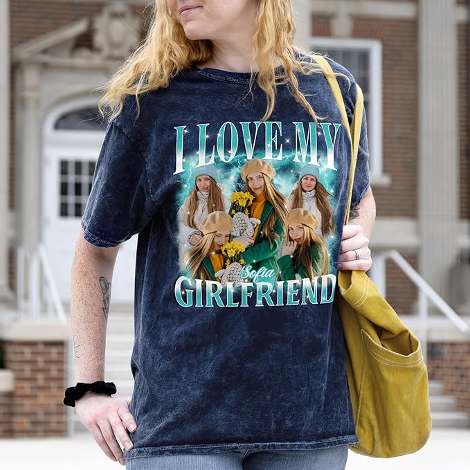 Tehg & Tuhg Custom T Shirts with Picture, Vintage Bootleg Rap Tee, Boyfriend Girlfriend, Unique Gift for Birthday Anniversary