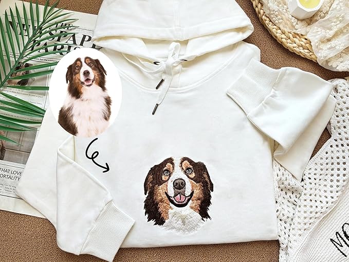 NAZENTI Custom Photo Pet Embroidered Sweatshirt, Custom Dog Face Embroidered Sweatshirt, Dog Mom Sweater,Cat Sweater