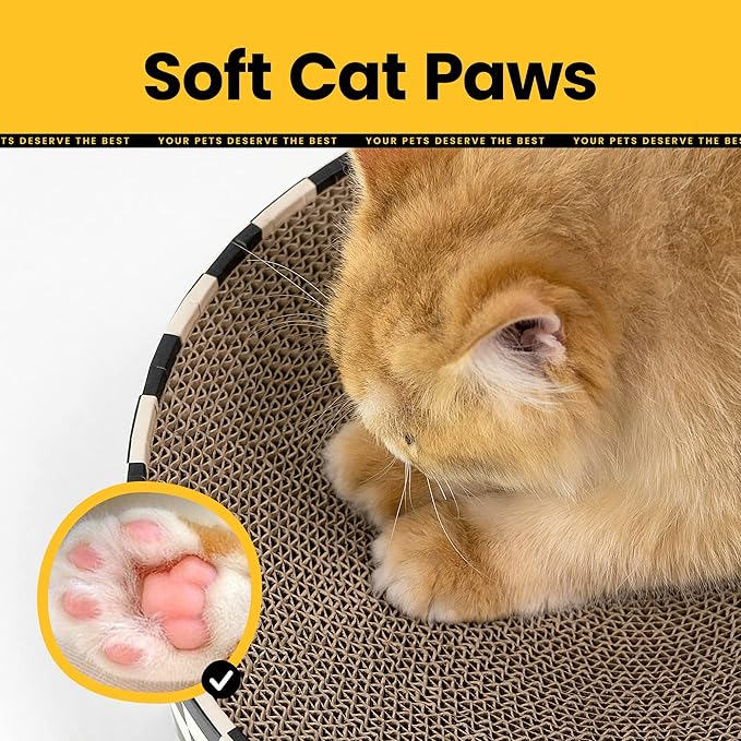 Large Oval Cat Scratcher Bowl, Cardboard Cat Scratching Pad & Lounge Bed, High-Density Reversible Cat Nest for Large Indoor Cats, Furniture Protector with Ergonomic Curve, Gift Catnip Included
