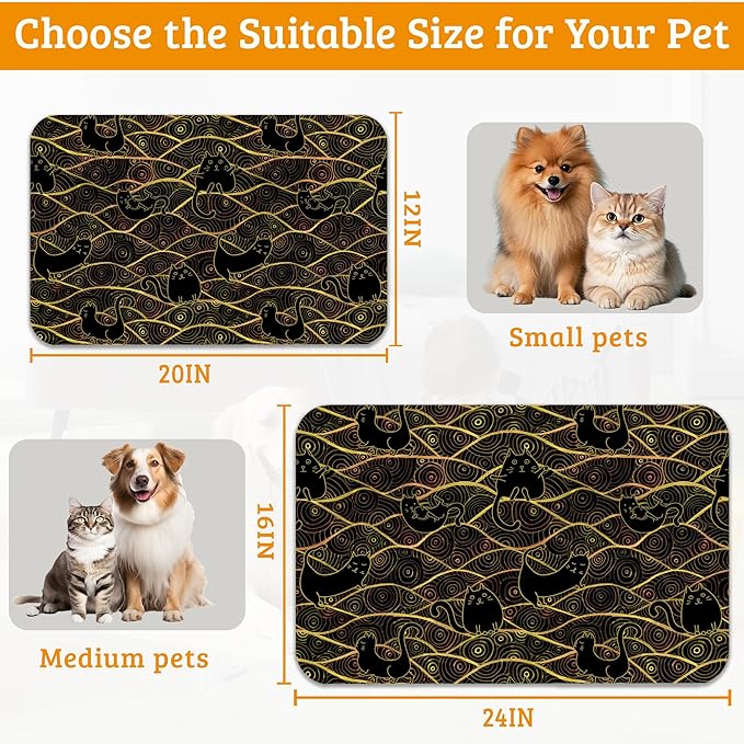 Japanese Cats Feeding Mat,Absorbent Quick-Dry Cat Dog Food and Water Bowl Mats,Non-Slip Rubber Backing Mat,Cat Dog Accessories Supplies 12" x 20"