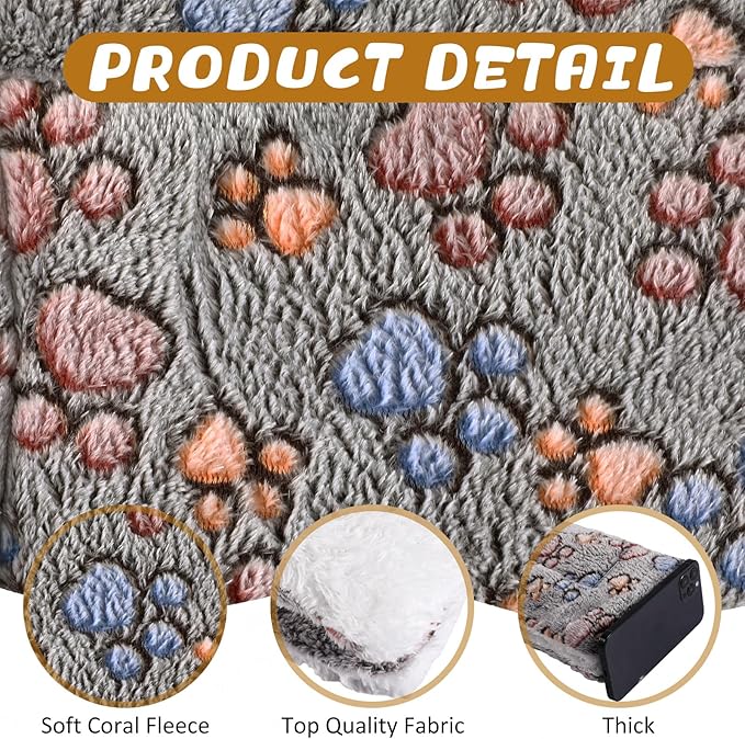 Tuanse 4 Pack Ultra Soft Dog Cat Bed Mat Small Animal Guinea Pig Bed with Cute Print Reversible Fleece Dog Crate Kennel Pad Cozy Washable Thickened Hamster Pet Beds Mat(13 x 19 Inches,Gray)