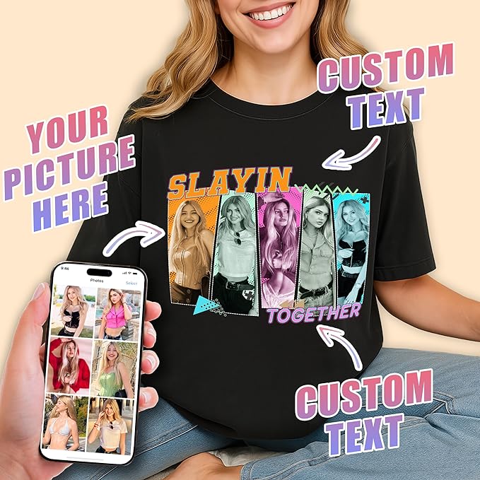 Tehg & Tuhg Custom T Shirts with Picture, Vintage Bootleg Rap Tee, Boyfriend Girlfriend, Unique Gift for Birthday Anniversary