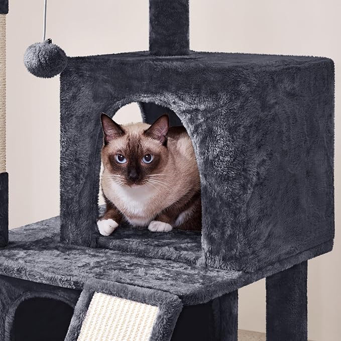 Yaheetech Cat Tree for Indoor Pets, 36in Tower Condo w/Extra Large Perch, Scratching Posts, Board, Dangling Ball, Play Structure for Kittens & Adult Cats